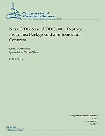 navy ddg 51 and ddg 1000 destroyer programs background and issues for congress 1st edition ronald