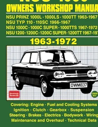 nsu 1000 owners workshop manual 1963 1972 1st edition autobooks ltd 1783181230, 978-1783181230