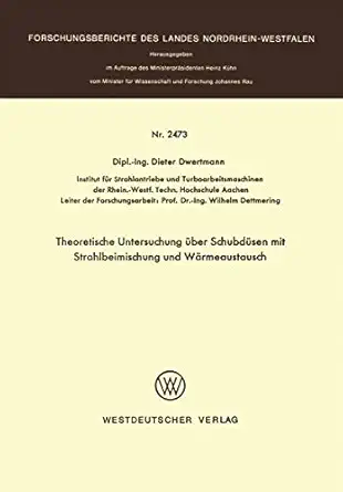 theoretische untersuchung a 1/4ber schubda 1/4sen mit strahlbeimischung und wa rmeaustausch 1st edition