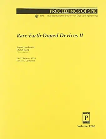 rare earth doped devices ii 26 27 january 1998 san jose california 1st edition society of photo optical