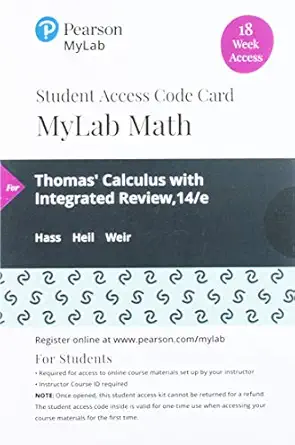 thomas calculus with integrated review mylab math with pearson etext access code 1st edition joel hass