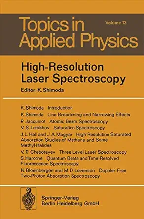 high resolution laser spectroscopy 1st edition k shimoda 3540077197, 978-3540077190