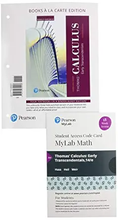 thomas calculus early transcendentals single variable loose   plus mylab math with pearson etext 18 week