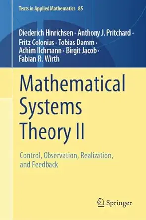 mathematical systems theory ii control observation realization and feedback 1st edition diederich hinrichsen