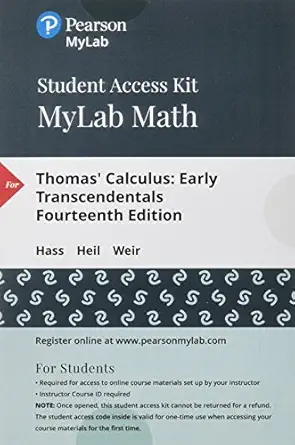 thomas calculus early transcendentals mylab math with pearson etext access code 1st edition joel hass