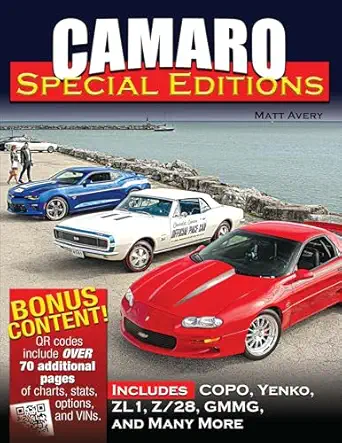 camaro  s includes pace cars dealer s factory models copos and more 1st edition matt avery 1613254911,