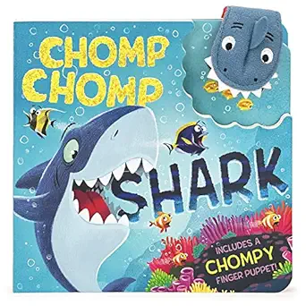chomp chomp shark finger puppet board book ages 2 5 includes detachable plush finger puppet for playtime 1st