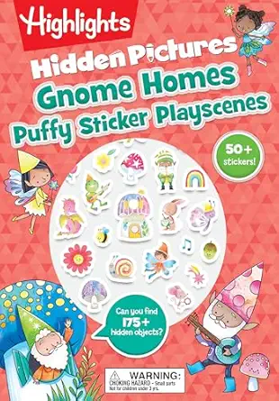gnome homes hidden pictures puffy sticker playscenes 175 hidden objects to find and over 50 puffy stickers to