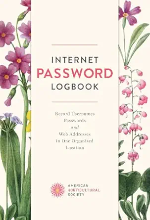 internet password logbook 1st edition american horticultural society 1577156188, 978-1577156185