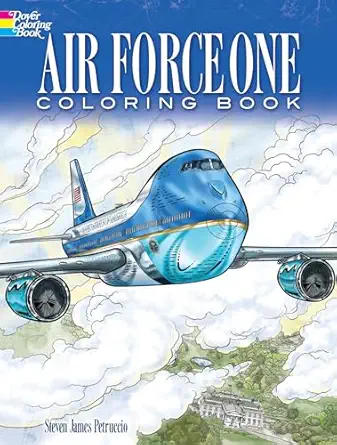 air force one coloring book color realistic illustrations of this famous airplane 1st edition steven james