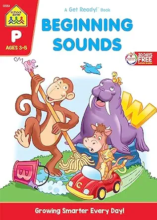 school zone beginning sounds workbook 32 pages preschool kindergarten letter object and letter sound