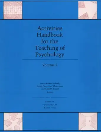 activities handbook for the teaching of psychology 1st edition apa ,ludy t benjamin ,kathleen d lowman