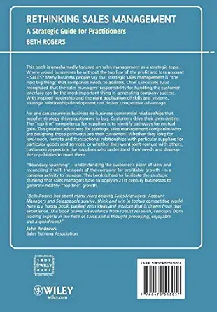 rethinking sales management a strategic guide for practitioners 1st edition beth rogers 0470513055,