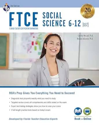 ftce social science 6 12 book + online 1st edition cynthia metcalf phd ,rhonda atkinson phd 0738612154,
