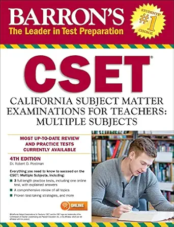 cset california subject matter exams for teachers multiple subjects 1st edition robert d postman ed d