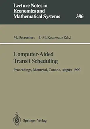 computer aided transit scheduling proceedings of the fifth international workshop on computer aided