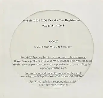 powerpoint 2010 mos practice test reg card 1st edition gmetrix 1118141903, 978-1118141908