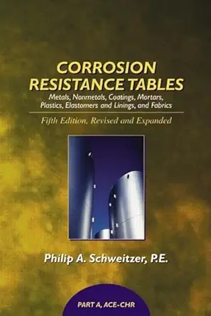 corrosion resistance tables metals nonmetals coatings mortars plastics elastomers and linings and fabrics 1st