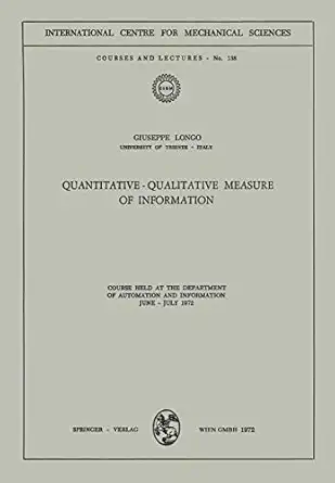 quantitative qualitative measure of information course held at the department of automation and information