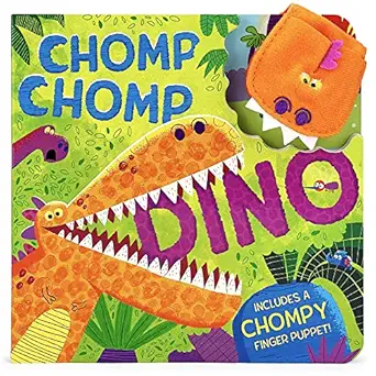 chomp chomp dino finger puppet board book ages 2 5 includes detachable plush finger puppet for playtime 1st