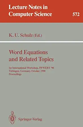 word equations and related topics 1st international workshop iwwert 90 ta 1/4bingen germany october 1 3 1990