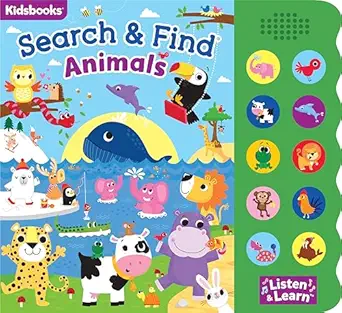 Search And Find Animals Interactive Sound Book With 10 Buttons Toddler Learning Board Book Early Childhood Development And Fine Motor Skills Seek And Find Activity Book For Boys And Girls
