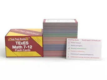 texes math 7 12 study cards texes mathematics 7 12 test prep and practice test questions full color cards 1st