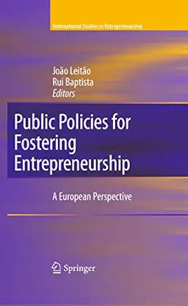 public policies for fostering entrepreneurship a european perspective 1st edition joa o leita o ,rui baptista