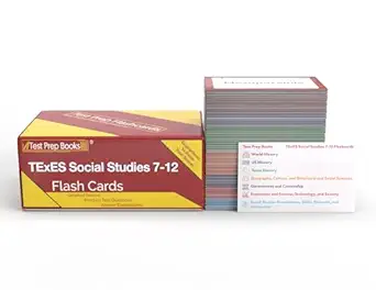 texes social studies 7 12 study cards texes social studies exam prep and practice test questions full color