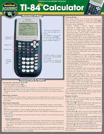 ti 84 plus calculator a quickstudy laminated reference guide 1st edition ken yablonski 1423251709,