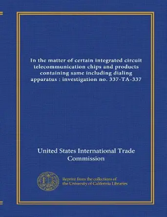 in the matter of certain integrated circuit telecommunication chips and products containing same including