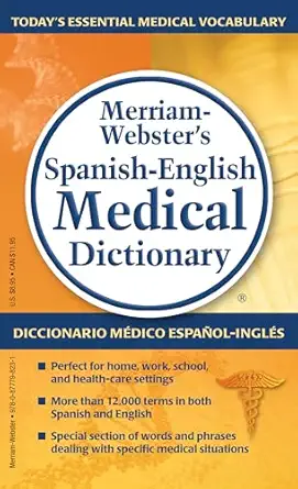 merriam webstera s spanish english medical dictionary 1st edition merriam webster 0877798230, 978-0877798231