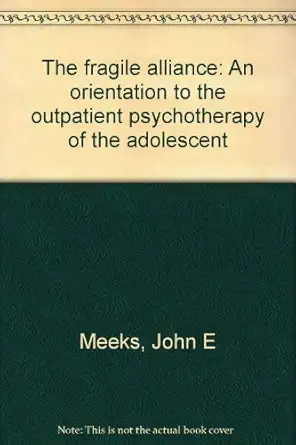 the fragile alliance an orientation to the outpatient psychotherapy of the adolescent 1st edition john e