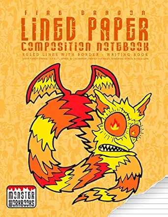 fire dragon lined paper composition notebook large writing book ruled lines with border numbered pages 1st