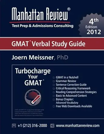 turbocharge your gmat vol 4 verbal study companion 1st edition joern meissner ,manhattan review 1629260029,