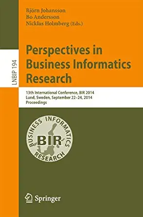 perspectives in business informatics research 13th international conference bir 2014 lund sweden september 22