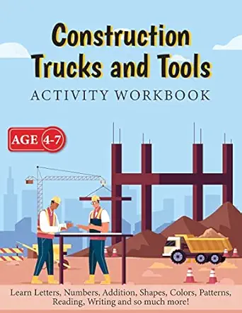 activity workbook for children 3 9 a a construction truck and toolsa by beth costanzo number practice booklet