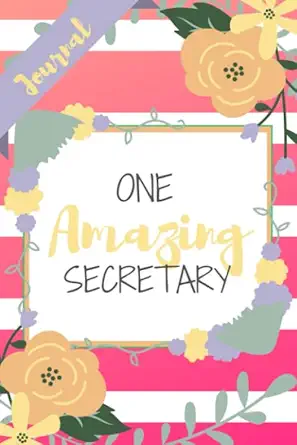 one amazing secretary pink stripe yellow flowers floral personal clerk gift softback writing book notebook