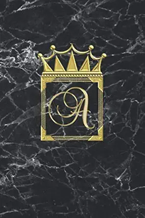 a personalised journal notebook notepad diary / letter a initial monogram notebook / black and gold marble