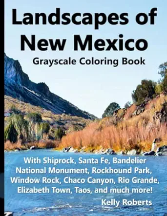 landscapes of new mexico grayscale coloring book with shiprock santa fe bandelier national monument rockhound