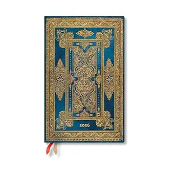 paperblanks 2026 blue luxe luxe design 12 month planner maxi horizontal elastic band 160 pg 100 gsm 1st