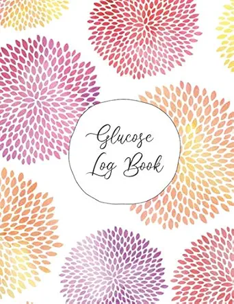 glucose log book easy weekly page layout track blood sugar for 52 + weeks pink peach purple watercolor