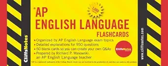 cliffsnotes ap english language flashcards 1st edition richard p wasowski 0470269855, 978-0470269855