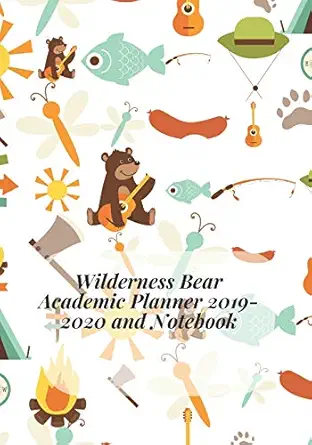 wilderness bear academic planner 2019 2020 and notebook guitar playing brown bear teepee camping cover design