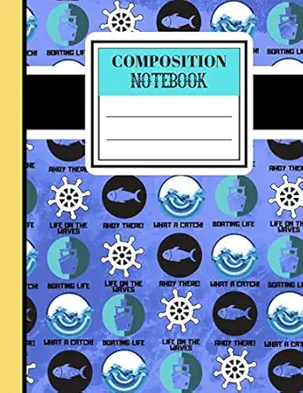 composition notebook fishing nautical themed novelty writing gift lined college ruled fishing notebook for