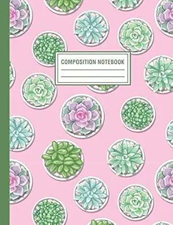 composition notebook pink succulent plants composition book for students college ruled 1st edition pink