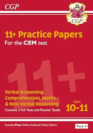 new 11+ cem practice papers ages 10 11 pack 4 1st edition cgp books 1789082196, 978-1789082197