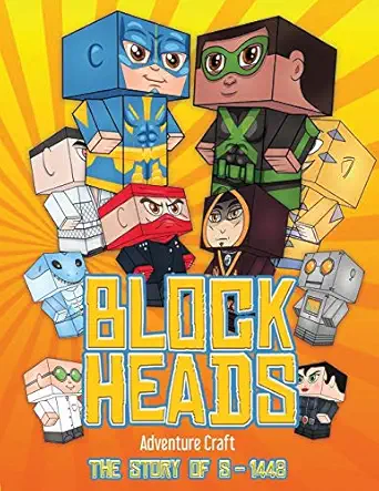 adventure craft each block heads paper crafts book for kids comes with 3 specially selected block head and 2