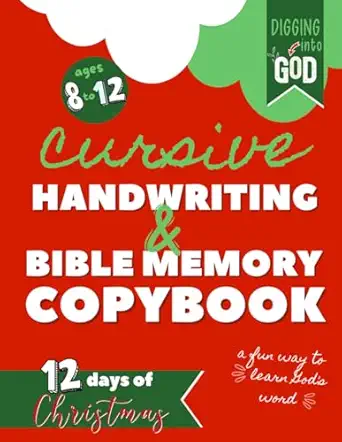 christmas cursive handwriting and bible verse copybook for kids ages 8 to 12 trace scripture verses and help