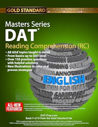 dat masters series reading comprehension reading comprehension preparation and practice for the dental